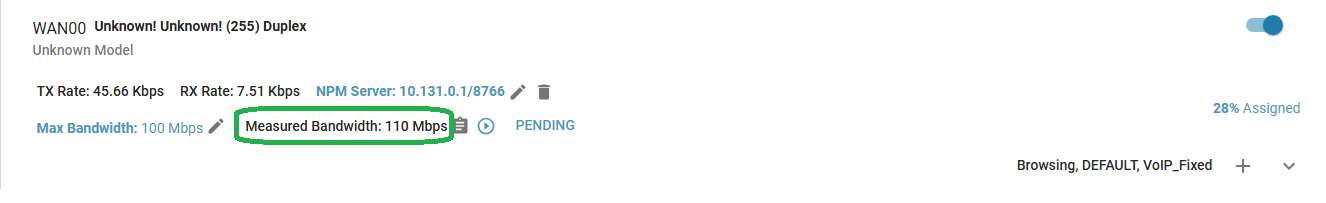 QoS Measured Bandwidth