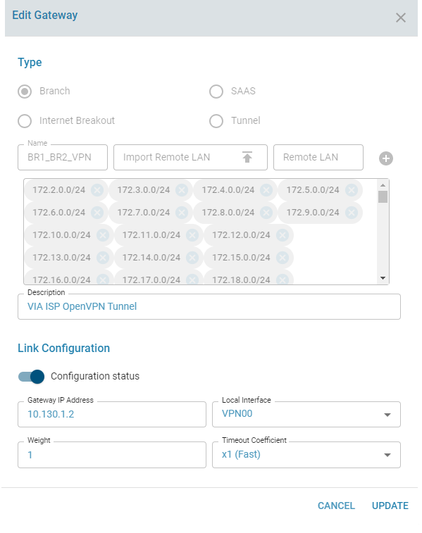 Load Balancer Gateway Editing