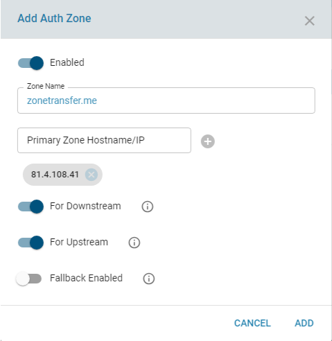 Add DNS Auth Zone