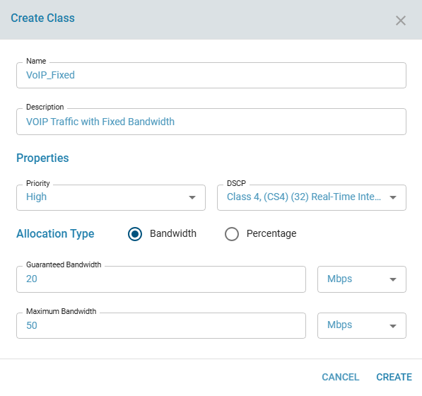 Add QoS Class with Fixed Bandwidth