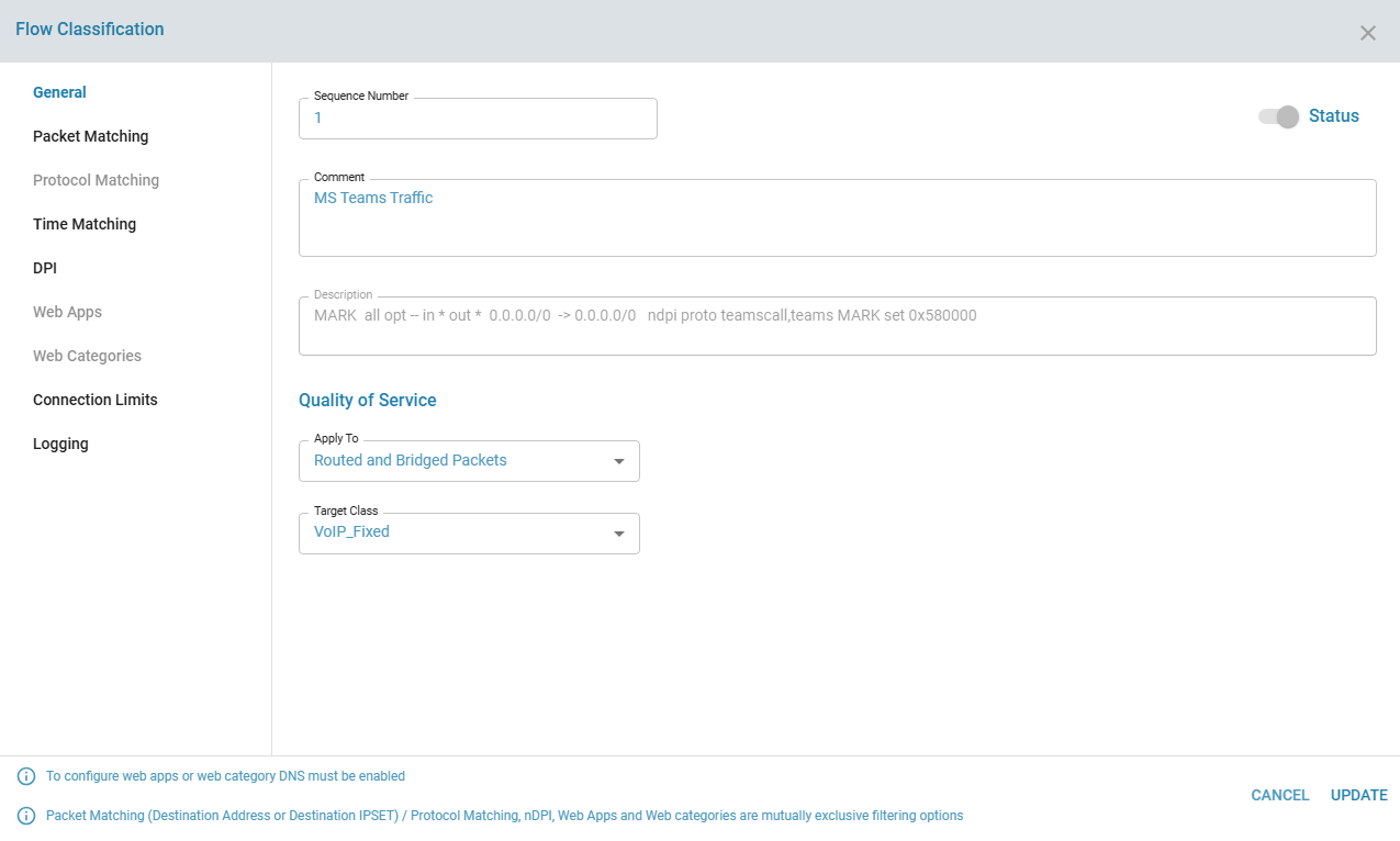 Add FC Rule with QoS Class