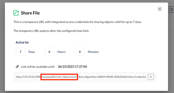 Share Firmware File from MinIO