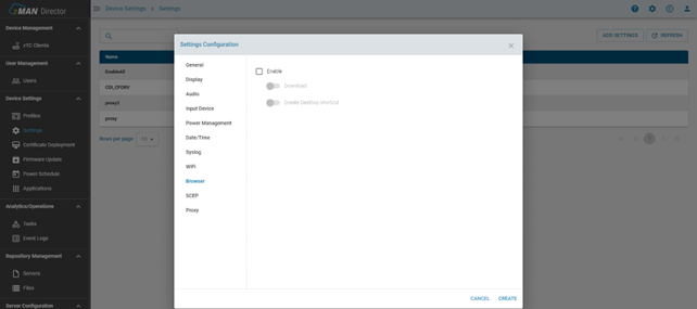 Settings Configuration