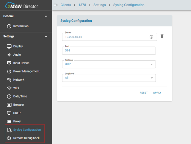 Syslog Settings