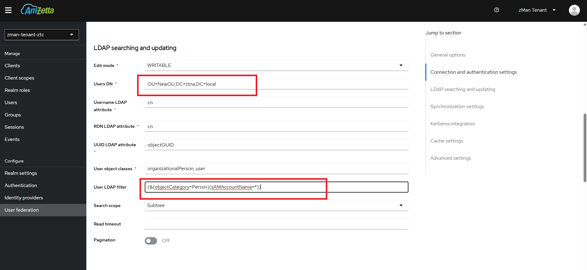All OU users LDAP configuration